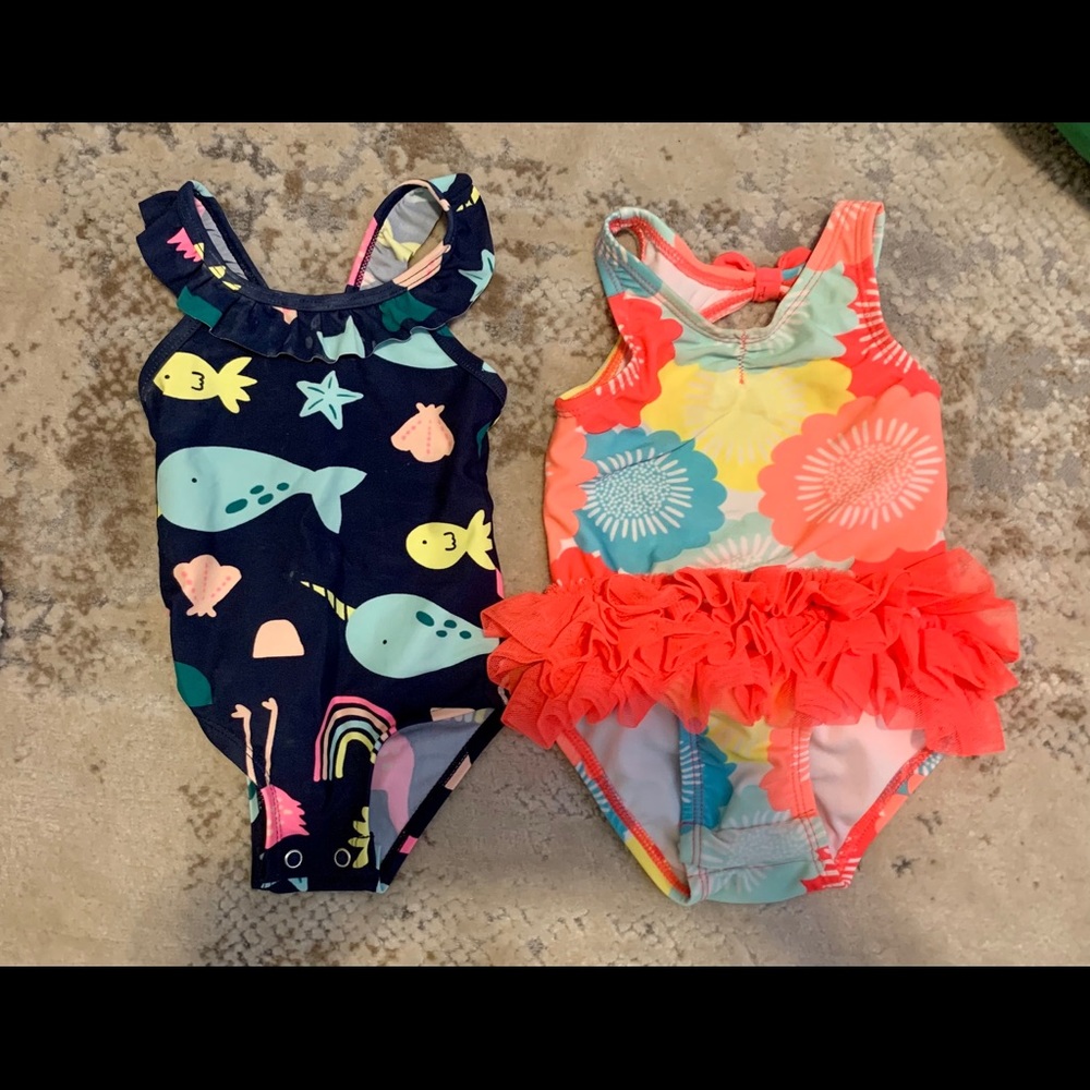 2 6-9 month infant girl swimsuits!